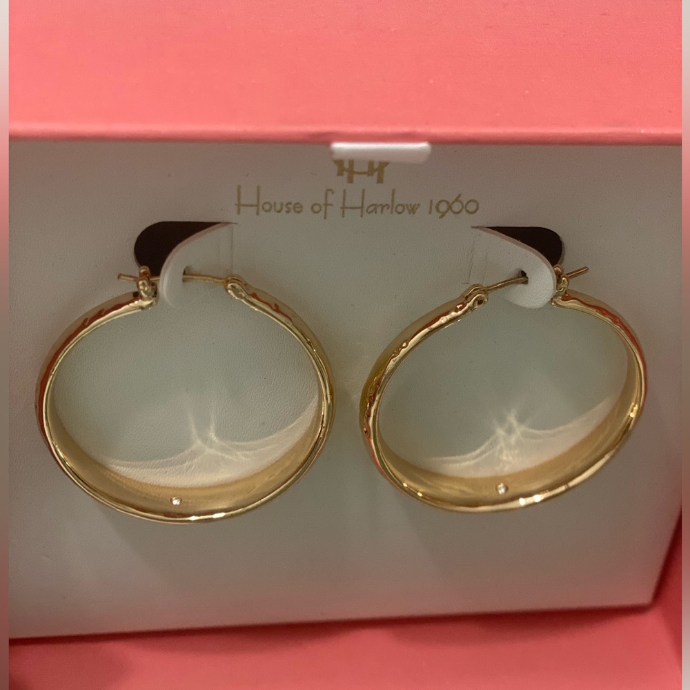 House of Harlow 1960 Gold-Tone Hoop Earrings.. Medium Size 
Lightweight